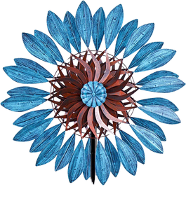 Vintage Stainless Steel Sunflower-Shaped Kinetic Windmill Artificial Garden <b>Ornament</b> Outdoor Wall Farmhouse-Industrial Antique - Product Image 1