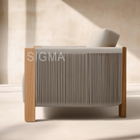 Ensemble de canapé d'angle en teck pour l'extérieur avec table basse, meubles de jardin et de terrasse OEM