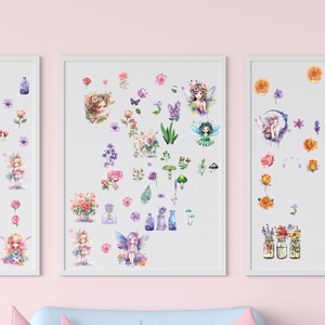 Rub on <b>Transfers</b> 12 Sheets UV Printing Eco-Friendly Flower Fairy Furniture Gnome Floral Plant Decorative <b>Stickers</b> - Product Image 3
