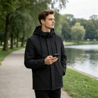 Veste Rembourrée Homme Capuche Polyester Coupe-Vent Hiver Logo Personnalisé