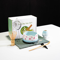 Ensemble de thé matcha personnalisé avec logo, 4 à 8 pièces, bol à matcha japonais, fouet à thé, fouet en bambou sur support, ensemble OEM avec fouet et boîte cadeau