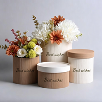 Boîte à fleurs ronde en velours de luxe avec logo personnalisé, boîte en carton pour arrangement de roses, emballage cadeau pour fleuriste