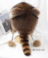 Chapeau en fourrure véritable avec oreilles de chat pour homme et femme, chaud pour l'hiver, en cuir, pour la chasse, avec queue, luxueux, coupe-vent, couleurs personnalisables