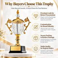 Trophée de luxe en cristal transparent avec gravure de texte personnalisée pour collection, match sportif, cérémonie de remise des prix