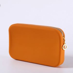 Daily Use Simple Silicone Coin Purse-Zipper Closure Large Capacity Storage <b>Bag</b> for Phone Data Cables Custom Logo Strap Available - Product Image 3