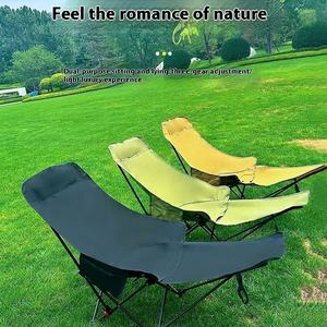 Silla de jardín de metal con respaldo alto ajustable estilo Luna, tumbona portátil reclinable para acampar, tumbona plegable con patas de hierro - Product Image 3