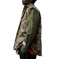 Kemeja Pria Kasual Motif Camo Lengan Panjang Desainer, Kemeja Kancing Depan Motif Camo untuk Pria