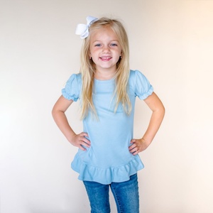 Camiseta Personalizada con Logotipo para Niñas, Camiseta de Manga Corta de Verano para Niños, Mangas Abullonadas de Algodón, Ropa de Verano, Camiseta para Bebés - Product Image 5