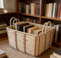 Panier de rangement rectangulaire moderne en corde de papier tressé à la main, multi-usages, avec poignées, écologique, de haute qualité, personnalisable