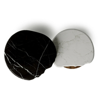 Table basse de luxe au design italien moderne, plateau en bois noir et blanc, base en bois massif exquise, meubles de salon faits à la main