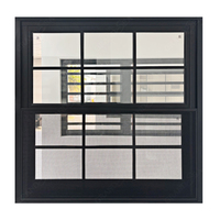 Ventanas de Guillotina Dobles de Aluminio con Doble Acristalamiento Negro para Construcción, Diseño Nuevo 2026