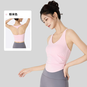 Chaleco de Yoga XS para mujer, almohadillas de sujetador integradas, medio, sin necesidad de usar sujetador, cintura fruncida, ajustado, adelgazante, Pilates, chaleco deportivo - Product Image 2