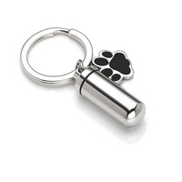 Porte-cendres scellé en acier inoxydable avec empreinte de patte pour animaux de compagnie, porte-clés moderne pour cendres, poils, etc.