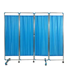 Gran oferta de muebles de hospital de acero inoxidable, pantalla de cortina de mesita de noche médica plegable