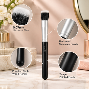 Pinceau de maquillage professionnel plat de 15,5 cm avec fibres ultra-douces de 0,07 mm, virole en aluminium épaissie - Product Image 4