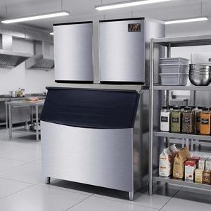 Máquina automática para hacer hielo en cubos regulares de 750 kg, comercial, con salida de aire trasera, para clima tropical, modelo NES-750C-P - Product Image 4