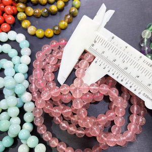 Venta al por mayor precio barato fresa cuarzo 8mm con cuentas de piedras preciosas pulsera de cuarzo rosa para mujer Yoga joyería curativa - Product Image 5