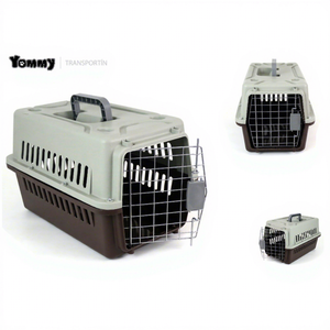 Jaula de Transporte Metálica Portátil Color Caramelo y Gris Caramelo para Animales Pequeños - Product Image 1