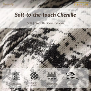 Plaid de canapé de luxe en chenille DL, résistant aux animaux, doux comme du velours, housse décorative pour canapé, taille personnalisée, logo géométrique - Product Image 2