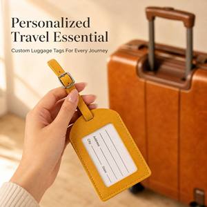 Étiquettes de bagages en cuir personnalisées avec impression par transfert, porte-cartes de nom personnalisé pour valise de voyage - Product Image 1