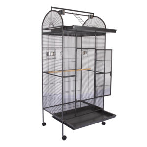 Cage à oiseaux classique en fer forgé, cage à perroquets solide, grande maison pour animaux de compagnie avec roues, bouton-pression - Product Image 2