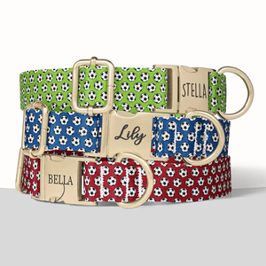 Premium Heavy Duty Zachte Verstelbare Nylon Hondentuig en -riem met Voetbalthema, Gevoerd, Matchend Set - Product Image 1