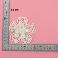 Applique brodée en dentelle florale 3D double couche en coton abricot pour robe, vêtement, chapeau, couture DIY, décoration à coudre sur vêtements