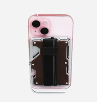 Dompet Kulit Pria Minimalis Serat Karbon RFID Tempat Kartu Magnetik Dompet Kartu Logam Kulit PU Dengan Tempat Ponsel