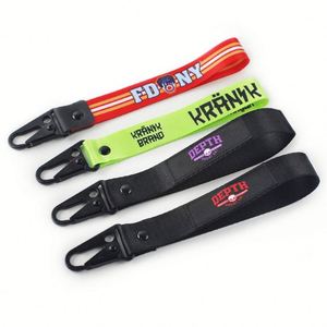 Factory Design Woven Embroidered <b>Patch</b> Short Eagle Hook Keychain Lanyard Motorcycle Wrist Lanyards With Logo Custom - Product Image 1