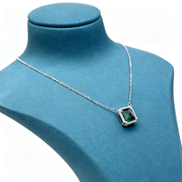 KAAN SCHMUCK 925 Silber Grüner Zirkon Anhänger Halskette, Strahlt Gelassenheit und Würde Aus, Geeignet für Feste und Bankette.