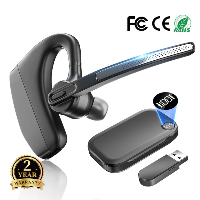 K30 Qualcomm Single Ear Business Earphone with Dongle IPX-4 Waterproof Noise Cancelling Wireless Handfree Earpieces