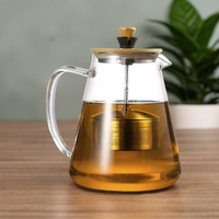 Théière en verre résistant à la chaleur avec infuseur en acier inoxydable récipient chauffé théière bonne bouilloire claire paniers de filtre carrés