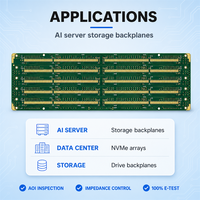 Papan PCB Backplane Penyimpanan NVMe Server AI - 12 Lapisan High TG Multilayer ENIG untuk Perakitan PCBA Elektronik Pusat Data