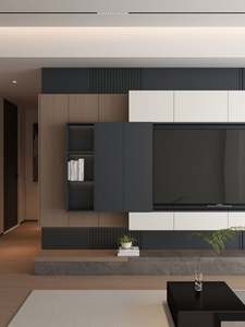 Moderno blanco y gris soporte de TV nuevo modelo de muebles para sala de estar gabinete brillante con banco de madera escaparate conjunto de televisión - Product Image 4