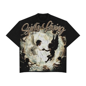 <span class=keywords><strong>T</strong></span>-<span class=keywords><strong>shirt</strong></span> da uomo personalizzata, di design, vintage, effetto invecchiato, lavaggio acido, pesante, taglio crop boxy, stile Valley - Product Image 2