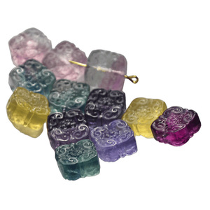 Natural <b>Rainbow</b> Fluorite Carved Ruyi Pendant Beads Loose Stone Beads For <b>Bracelet</b> Making Spring 2025 Jinhua Origin - Product Image 5