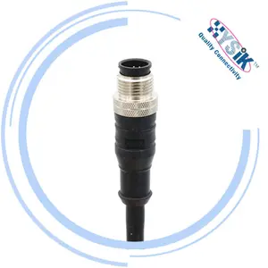M12 circular IP67 waterproof straight 12 pin male connector Aviation plug socket molded on the cable 2m 3m 5m optional