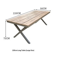 Ensemble de meubles de jardin moderne et simple en aluminium pour l'extérieur, tables et chaises en alliage d'aluminium, imitation bois, imperméable, résistant au soleil, pour balcon