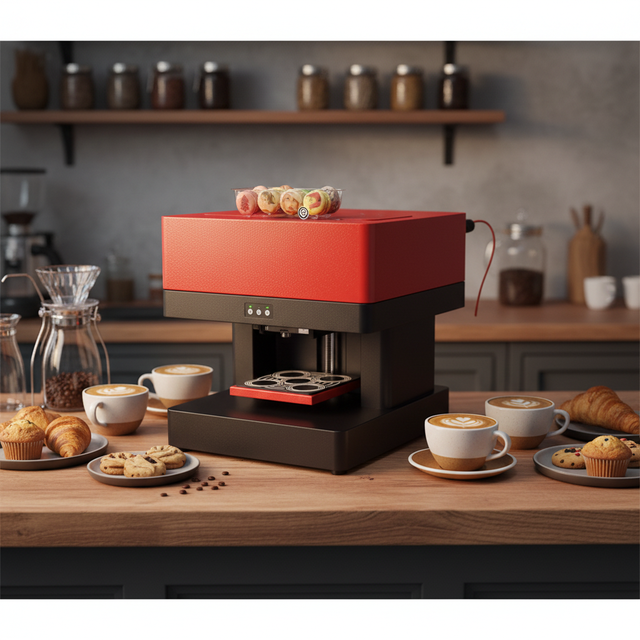 An-QDMECH 20x20cm Max Print Size 3D Coffee Printer Edible Ink for Tea Shop Café Business
