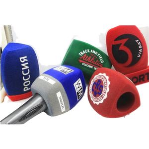 Custom Logo Printed <b>Microphone</b> Foam Windscreen Windshield for Wireless Handheld Interview <b>Condenser</b> <b>Microphone</b> - Product Image 1