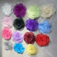 Fleur artificielle en organza brillante et colorée 3D, applique à coudre pour accessoires vestimentaires de mariage, décoration DIY