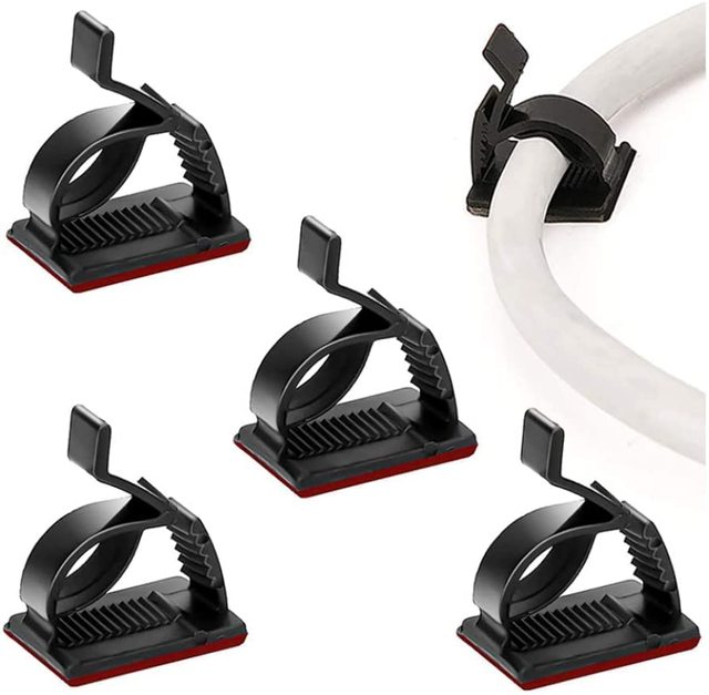 2025 Best Seller Black Adhesive Cable Clips Plastic Wire Organizer Cord Holder for Desk Car Wall Ethernet Cable Management