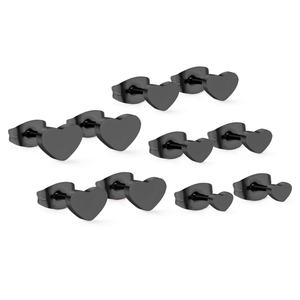 <b>Fashion</b> Non Tarnish Hypoallergenic Tarnish Free Waterproof Jewelry Stainless Steel Cute Black Heart <b>Stud</b> <b>Earrings</b> for Women - Product Image 1