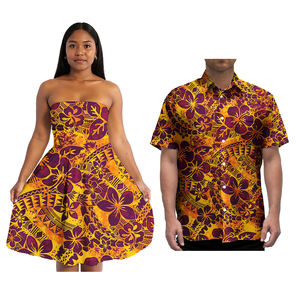 Yeni sıcak satış çift giysi 2 adet özel Samoa Tonga polinezya kabile kadınlar balo elbise maç Aloha erkekler gömlek - Product Image 5