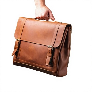 Bolsos y estuches para portátiles de cuero genuino, resistentes al agua, fáciles de transportar, con impresión de logotipo personalizado, diseño moderno, bolsos de oficina. - Product Image 1