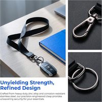 Cordon en polyester pour porte-badge d'identification avec boucle de sécurité, sangle de cou, porte-clés, anneau porte-clés, noir, logo personnalisé, durable, portable, vente en gros
