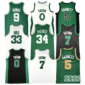 <span class=keywords><strong>Maillot</strong></span> de basket-ball cousu pour homme 2026 Jayson Tatum Jaylen Brown <span class=keywords><strong>Larry</strong></span> <span class=keywords><strong>Bird</strong></span> Rétro Paul Pierce Kevin Garnett Rajon Rondo Tailles S-2XL - Product Image 1