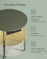 VASAGLE Collection LILEA – Meuble de chambre moderne en acier avec station de charge, ports USB, éclairage LED et panier en tissu