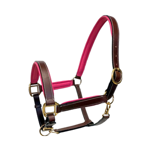 Halter con relleno de cuero elegante-Herrajes de níquel de latón Halter de caballo ajustable hecho en India con cuero genuino 100% - Product Image 1