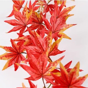 Hojas de Arce Rojo Artificiales, Guirnaldas de Flores de Seda, Decoración Interior para Bodas y Hogar, 7x2, 7x5, 7x6, 6x3 - Product Image 2